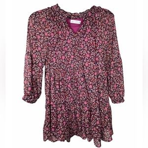 ZARA Girl’s Floral Dress Purple Magenta Long Sleeve Tier Babydoll Fall Sz 10
